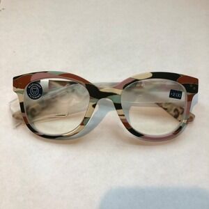 NEW Peepers Anthropologie Abstract Blue Light Filtering Glasses +2.00